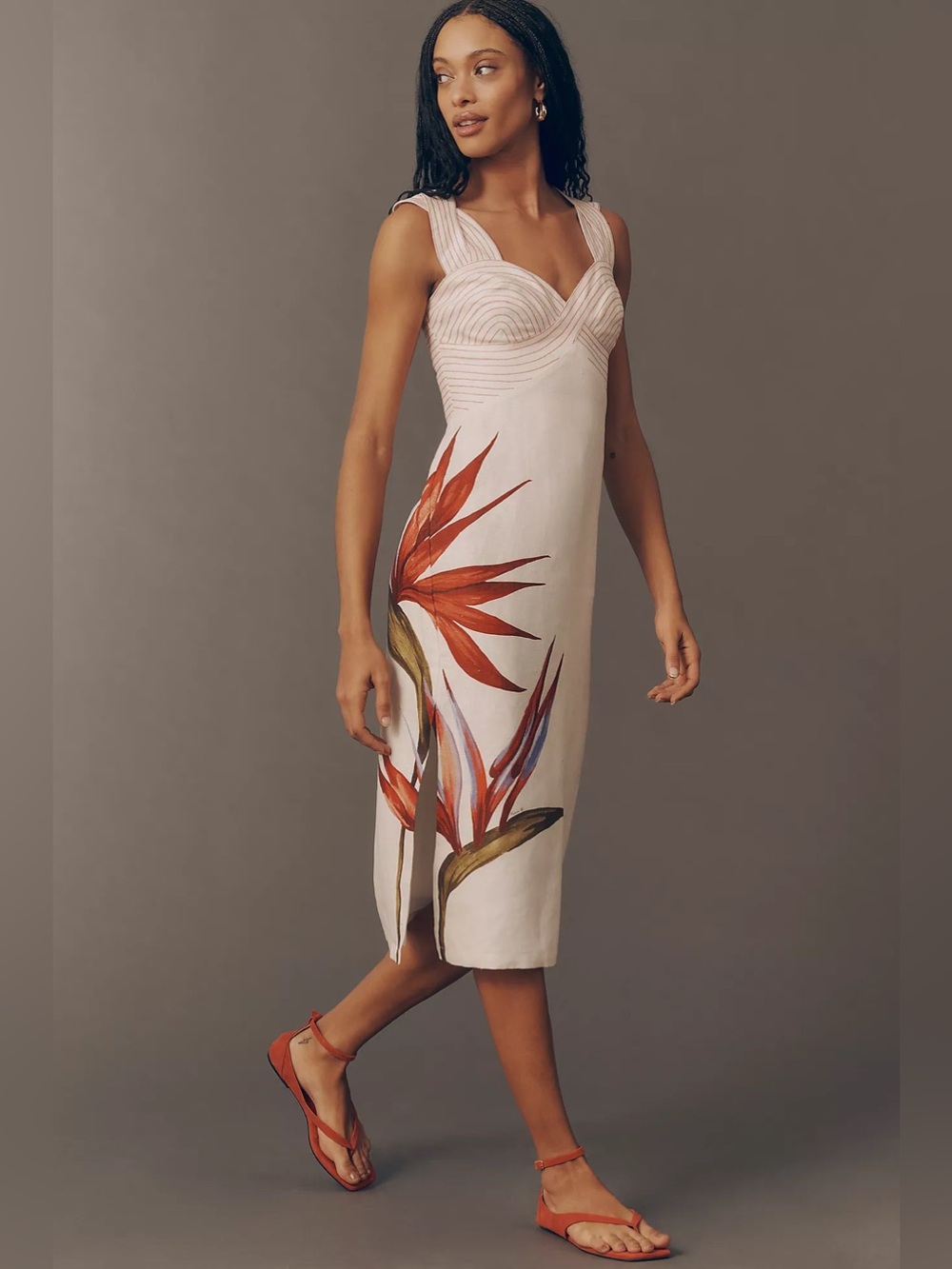 NWT Farm Rio Strelitzia Sleeveless Linen Midi Dress Anthropologie
